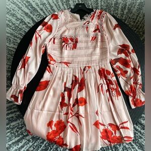 NWT Ted Baker Size 3 Pink Fantasia Floral-Print Mini Dress Msrp $395.00